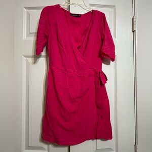 Abercrombie Pink Polka Dot Mini Dress – Ruched Wrap Style